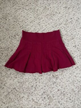 Vintage Burgundy Pleated Mini Skirt